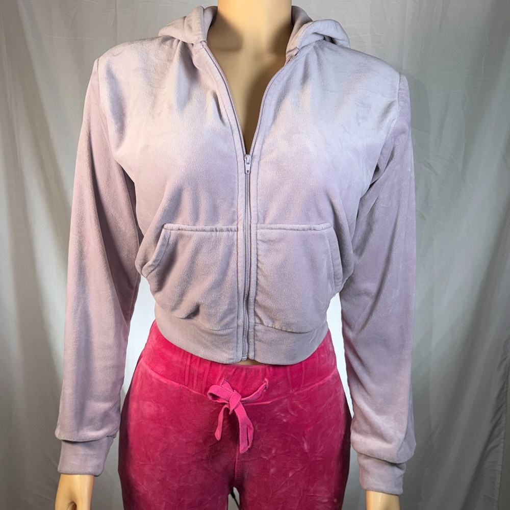 H&M Lavender Velvet Zip Up Hoodie XS